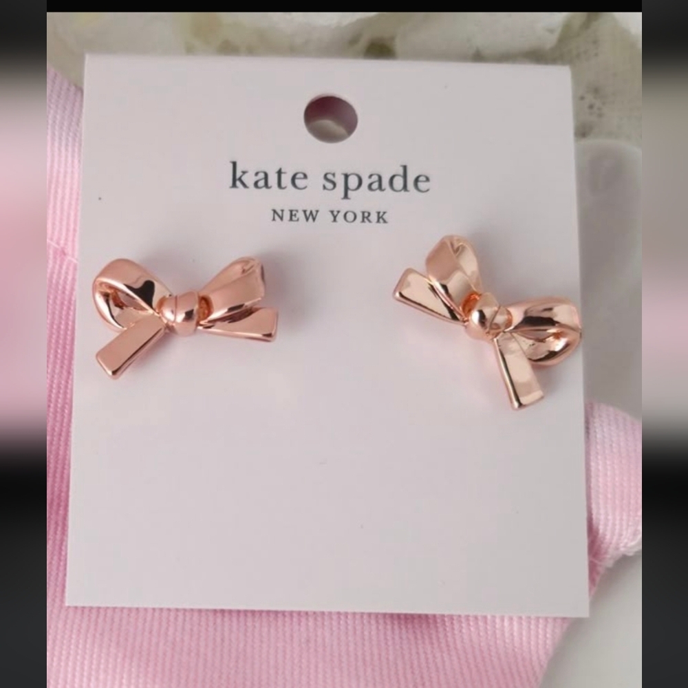 SOLD - Kate Spade Mini Bow Studs | Rose Gold | New with Tag + Dust Bag
